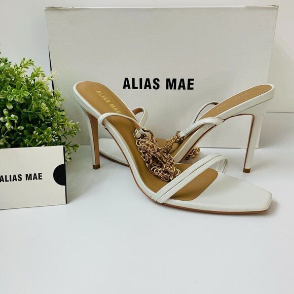 Alias Mae Isha Chain Dress Sandal Size 39EU / 8US Ivory Ankle Strap - Picture 2 of 12